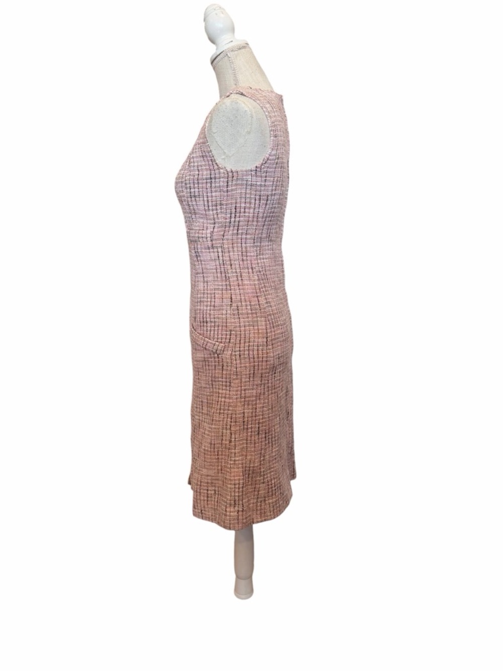CHANEL Blush Pink Tweed Midi Dress with Front And Back Zip - Picture 4 of 13